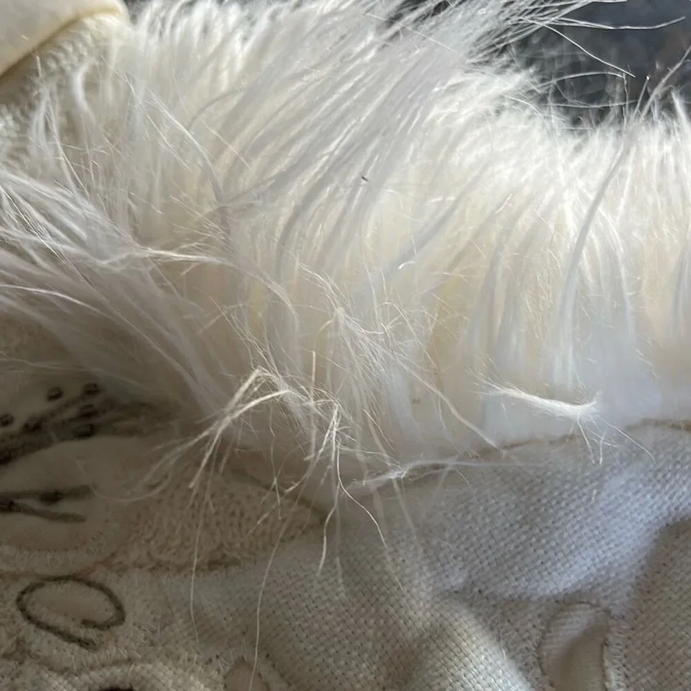 Pottery barn Woodland White Squirrel Christmas Stocking Sequins Faux Fur